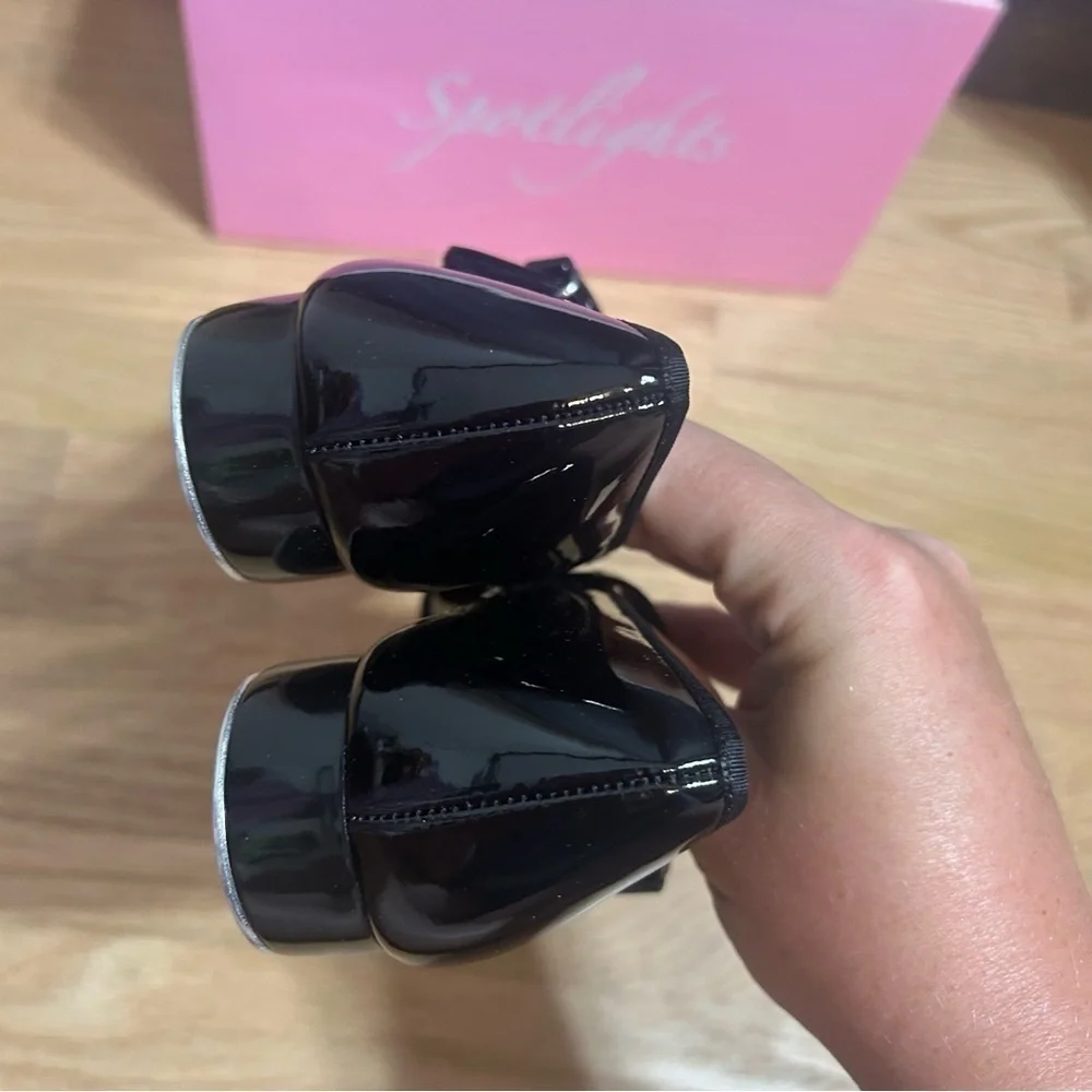 Spotlights Black Tap Shoes NEW Sz 3 Patent Leather Kids Youth